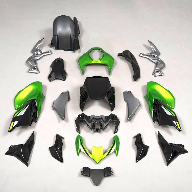 Motorrad Verkleidung Kit Kompatibel mit Z900 2020-2023 Z900 SE 2022-2024 ABS Kunststoff Einspritzung Verkleidungen Abdeckungen Set Aftermarket Ersatzteile, Schwarz/Grün mit Silber von Lorababer