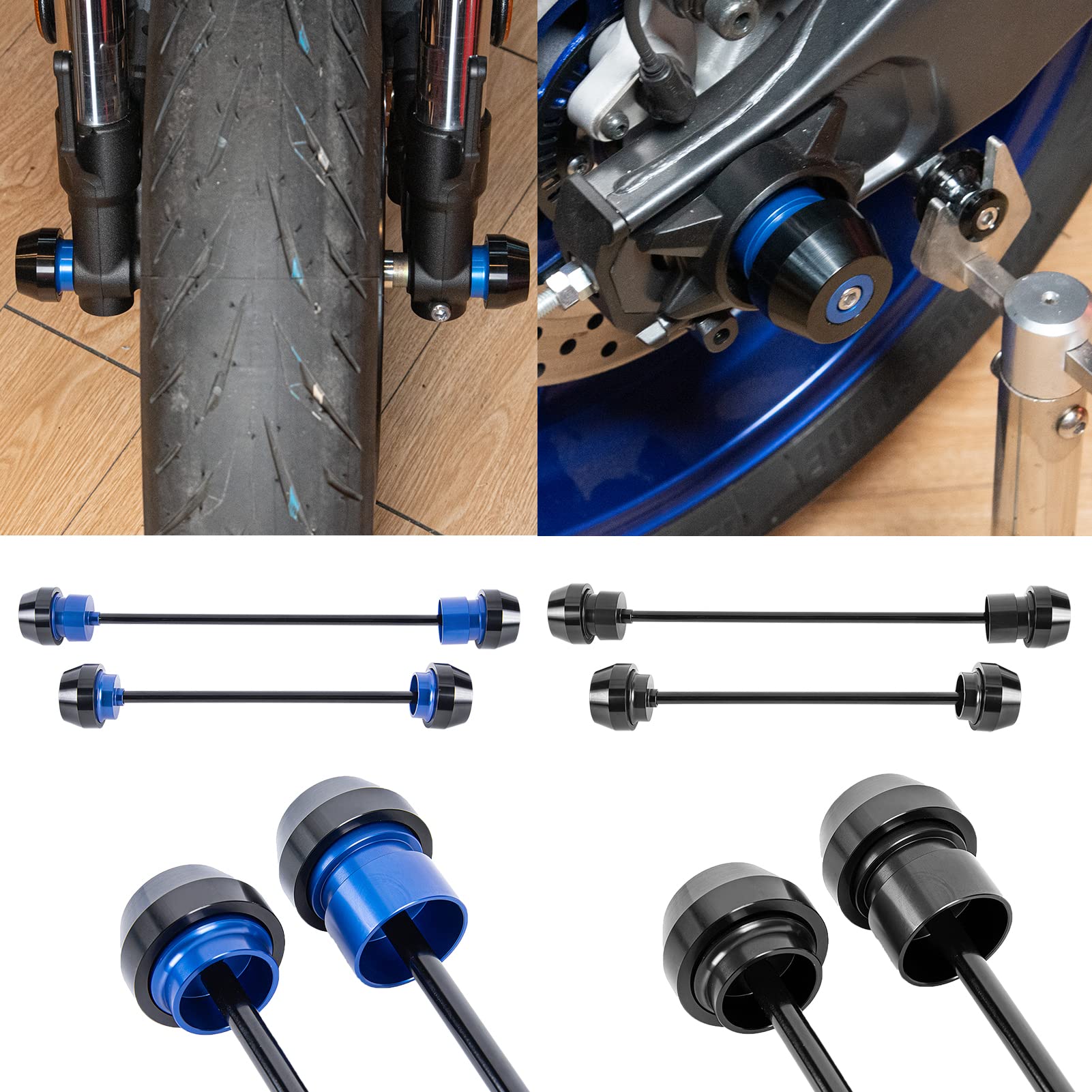 Motorrad Vorderrad Hinterrad Rahmen Schieber Kompatibel mit YZF-R7 YZFR7 2021 2022 2023 2024 Vorderachsgabel Hinterradachse Absturzsicherung Crash-Schutz Sturzschutz Crash-Schiebe, Schwarz (Schwarz) von Lorababer