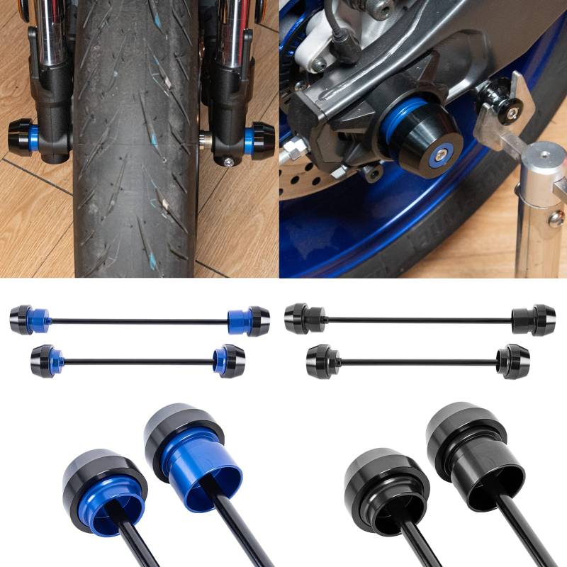Motorrad Vorderrad Hinterrad Rahmen Schieber Kompatibel mit YZF-R7 YZFR7 2021 2022 2023 2024 Vorderachsgabel Hinterradachse Absturzsicherung Crash-Schutz Sturzschutz Crash-Schiebe, Schwarz (Schwarz) von Lorababer