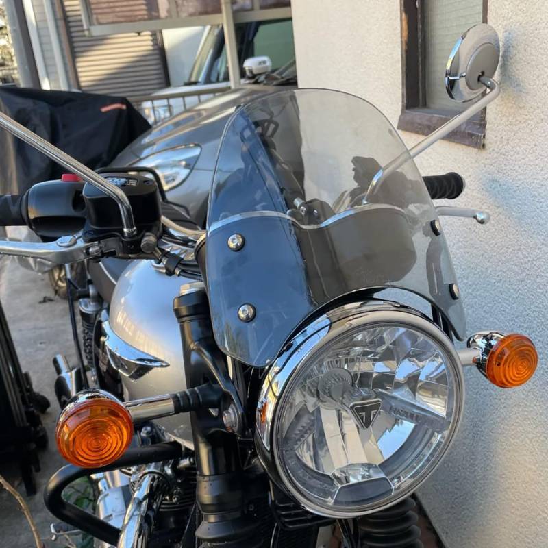 Lorababer Motorrad Windschild Windabweiser Scheibe Pare-brise Kompatibel mit Bonneville T100 T120 Windabweiser Windschutzscheibe T 100 T 120 Zubehör (Leichter Rauch) von Lorababer