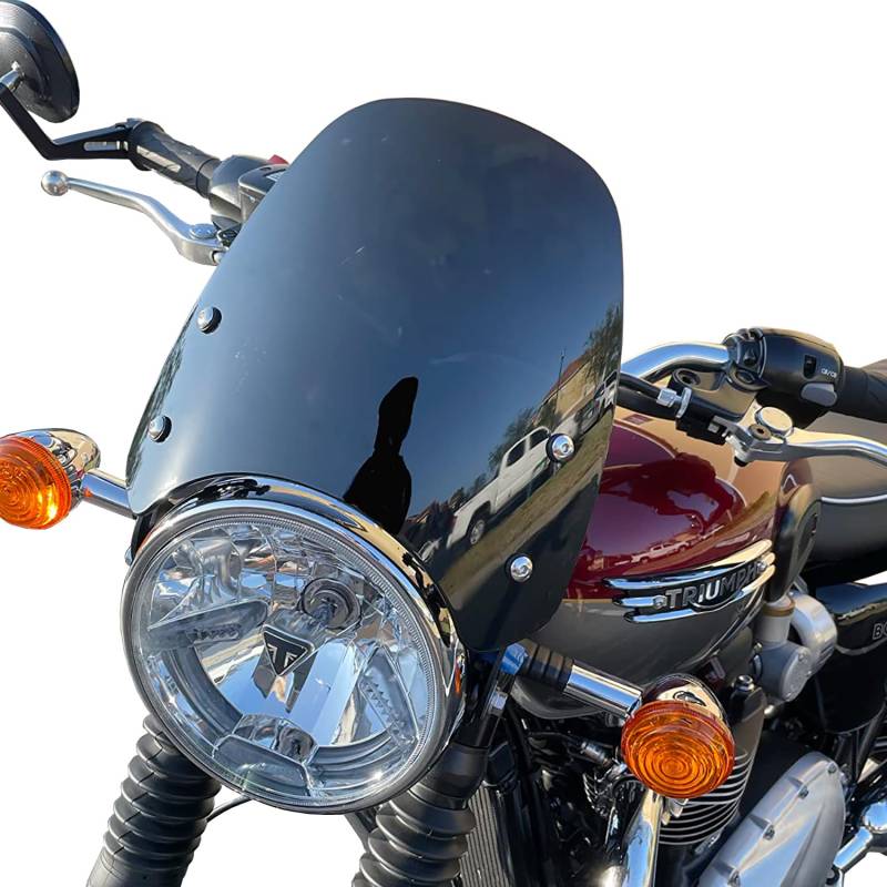 Lorababer Motorrad Windschild Windabweiser Scheibe Pare-brise Kompatibel mit Bonneville T100 T120 Windabweiser Windschutzscheibe T 100 T 120 Zubehör (Rauch) von Lorababer