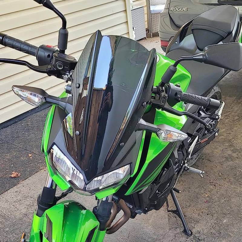 Motorrad Windschild Windabweiser Mit Halterung Kompatibel mit Z400 Z 400 2019 2020 2021 2022 2023 2024, Windschutzscheibe Windschutz Wind Luftabweiser (Schwarz) von Lorababer