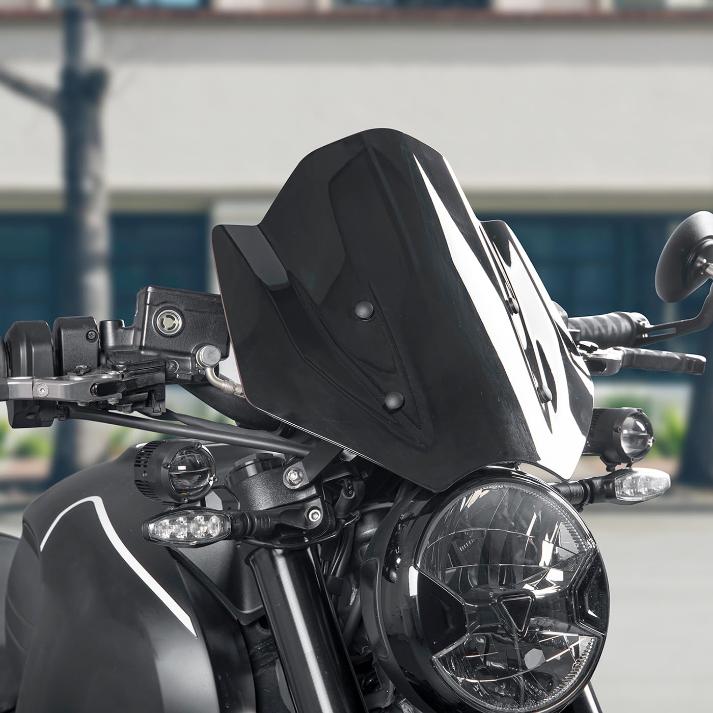 Motorrad Windschild Windabweiser Mit Halterung Kompatibel mit Trident 660 2021 2022 2023, Windschutzscheibe Windschutz Double Bubble Wind Luftabweiser, Schwarz von Lorababer