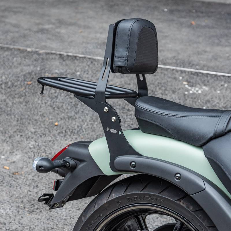 Motorrad abnehmbare Rückenlehne Gepäckträger Schwarz Sissy Bar Hinten Beifahrer Kissenpolster für Vulcan S 650 VN650 EN650 2015-2024 2021 2022 2023 von Lorababer