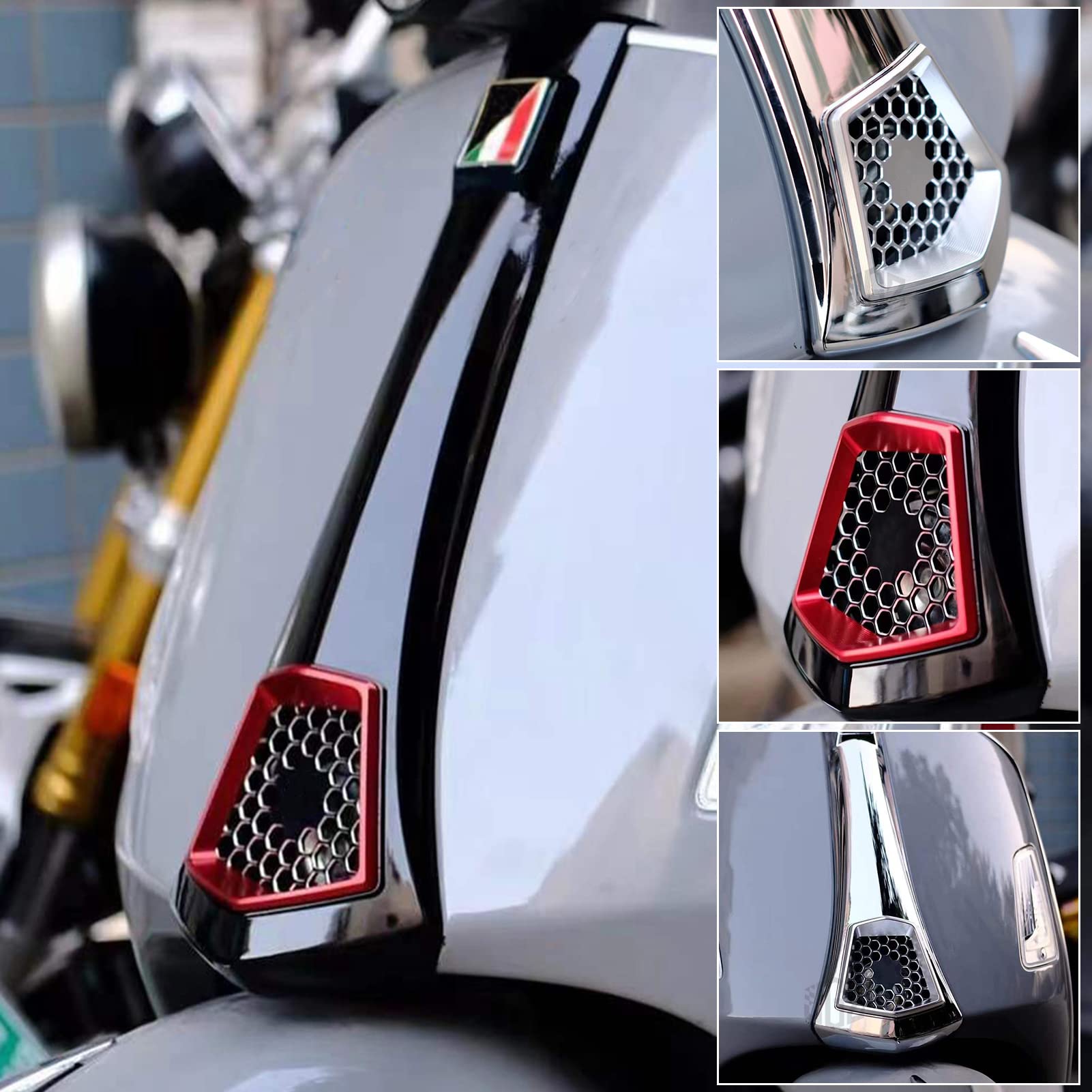 Motorrad Vorderseite Kopfband Verkleidungssatz Dekorative Abdeckung Krawattenhalterschale Kompatibel mit Vespa GTS125 GTS250 GTS300 GTS 125 (2019-2022) GTV300 GTV 300 2022 (Grill-Schwarz) von Lorababer
