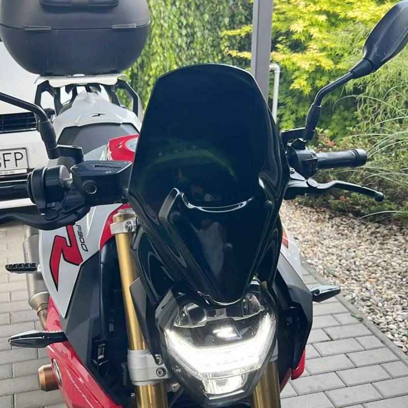 Motorrad Windschild Windschutzscheibe Double Bubble Windabweiser Kompatibel mit F900R F 900 R 2020 2021 2022 2023 2024, Windschutz Fliegengitter Pare-brise Wind Luftabweiser, Schwarz von Lorababer
