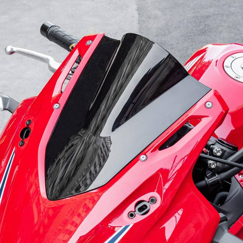Motorrad Windschild Windabweiser Kompatibel mit CBR650R CBR500R CBR400R 2019 2020 2021 2022 2023 2024, Windschutzscheibe Windschutz Double Bubble Wind Luftabweiser, Schwarz von Lorababer