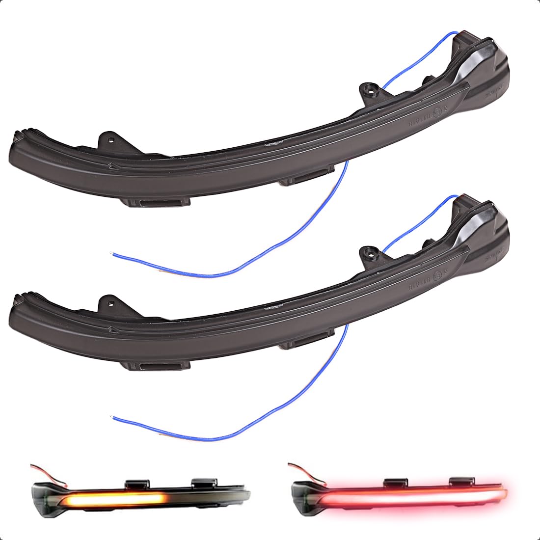 LoreenCar Dynamischer LED-Spiegelblinker Für Golf 7 7.5 GTI GTD Sportsvan Touran Gelbes Flackern + Blau Dynamischer (Gelb + Rot Dynamischer) von LoreenCar