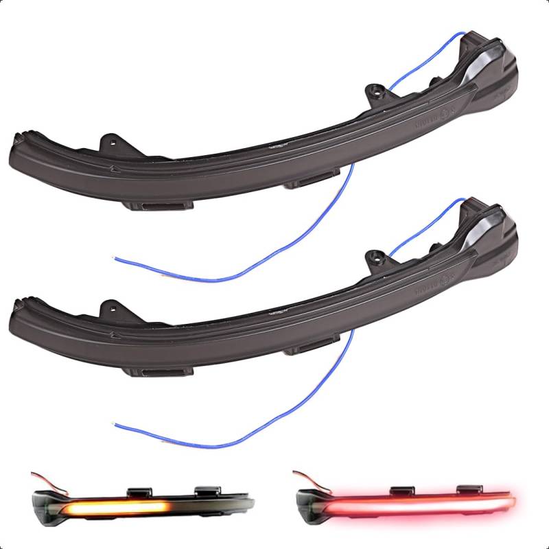 LoreenCar Dynamischer LED-Spiegelblinker Für Golf 7 7.5 GTI GTD Sportsvan Touran Gelbes Flackern + Blau Dynamischer (Gelb + Rot Dynamischer) von LoreenCar