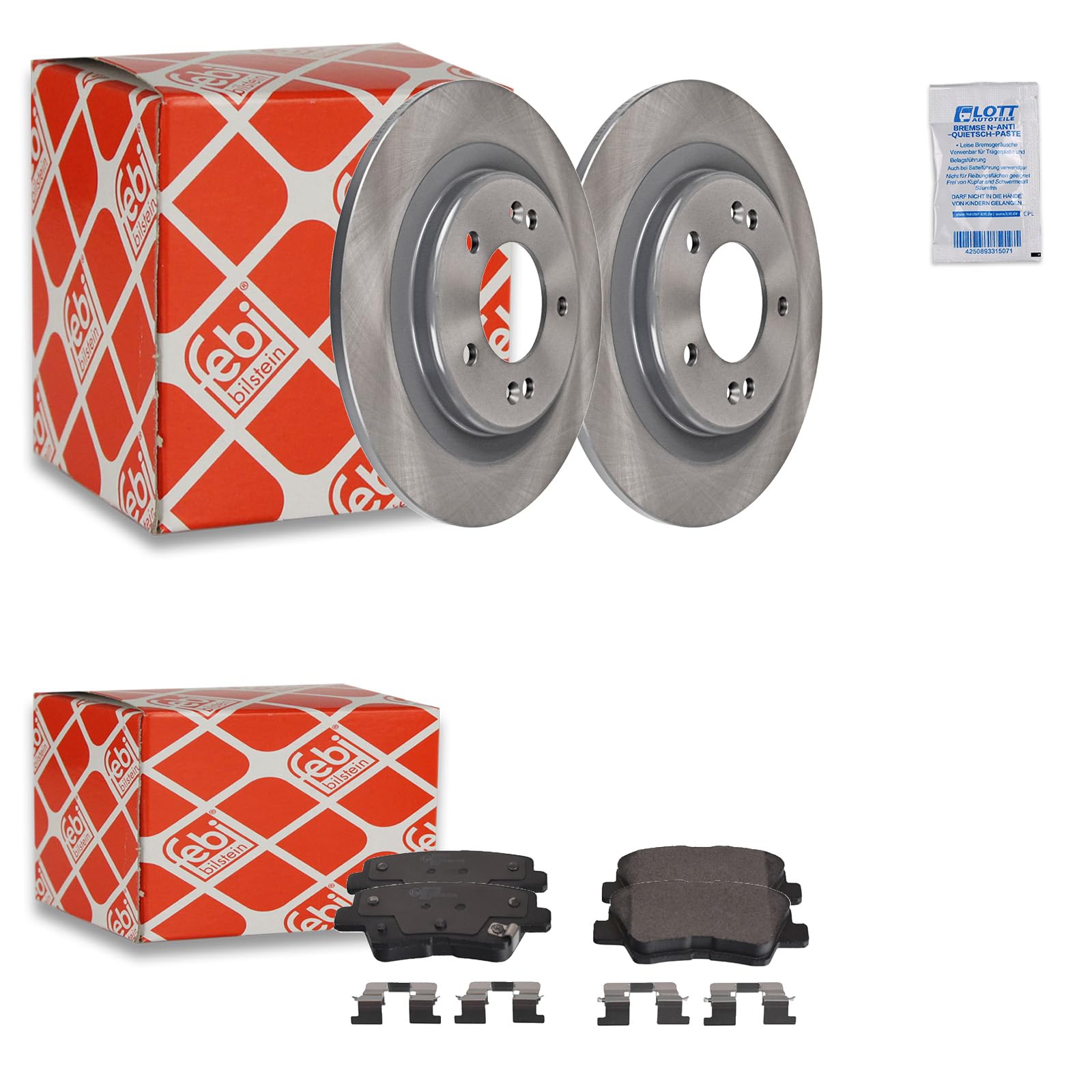 2x Bremsscheibe Ø284mm + Beläge Bremsbeläge hinten Set Hinterachse + Reiniger 2x Bremsscheibe Ø284mm + Beläge Bremsbeläge hinten Set Hinterachse + Reiniger von Lott-Autoteile