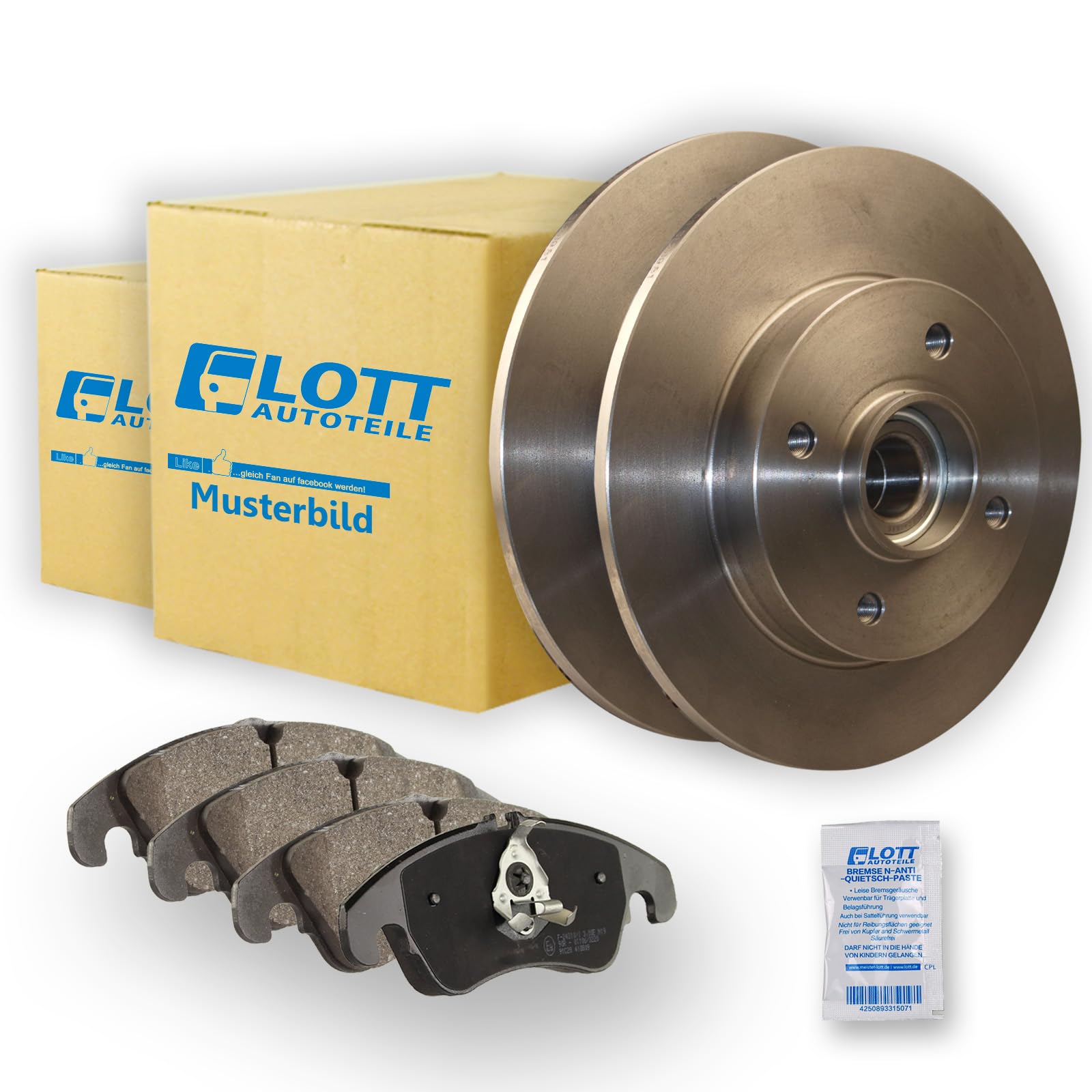 BREMSSCHEIBEN + BREMSBELÄGE HINTEN KOMPLETTSET BREMSENKIT BREMSE HINTERACHSE BREMSSCHEIBEN + BREMSBELÄGE HINTEN KOMPLETTSET BREMSENKIT BREMSE HINTERACHSE von Lott-Autoteile