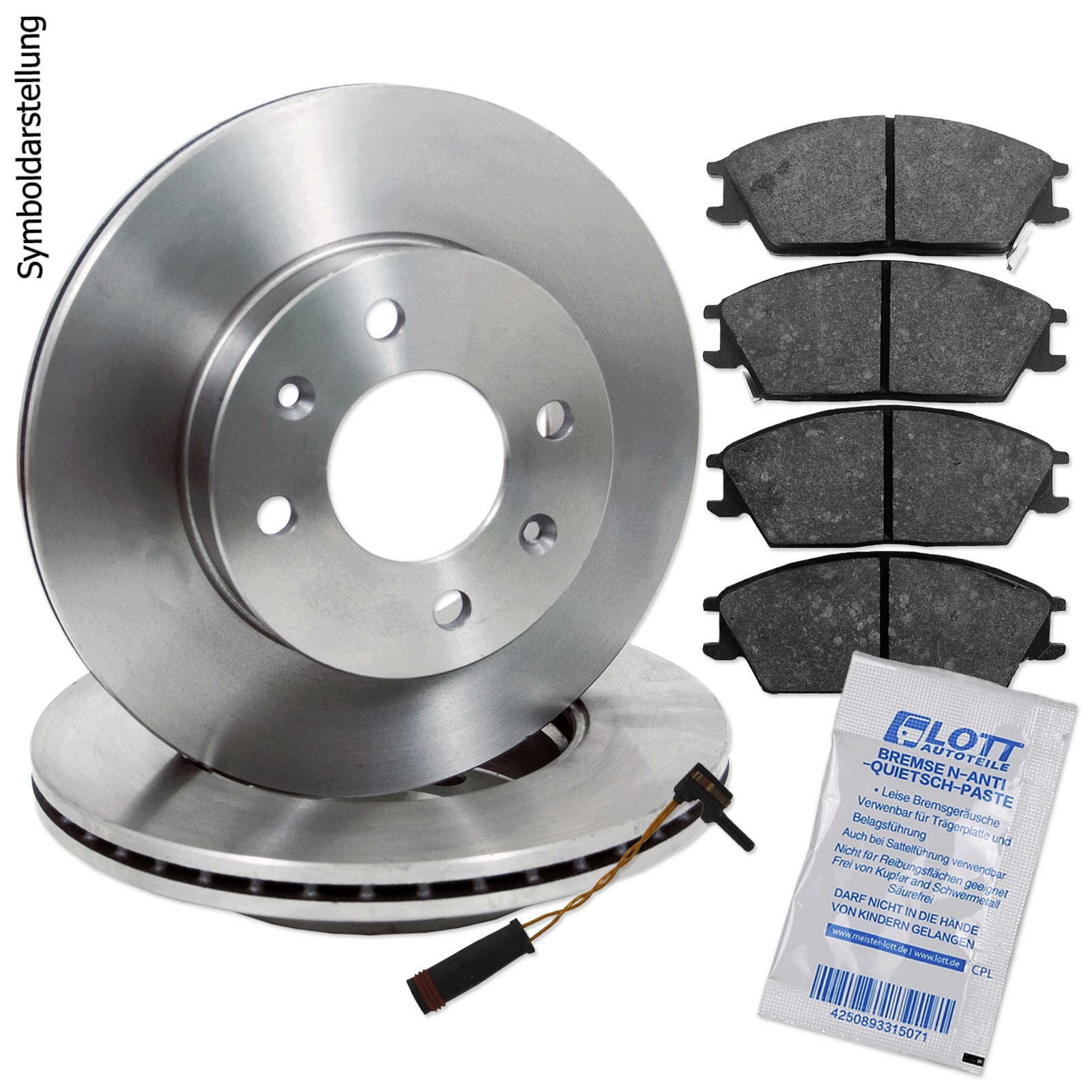 BREMSSCHEIBEN + BREMSBELÄGE VORNE KOMPLETTSET BREMSENKIT BREMSE VORDERACHSE BREMSSCHEIBEN + BREMSBELÄGE VORNE KOMPLETTSET BREMSENKIT BREMSE VORDERACHSE von Lott-Autoteile