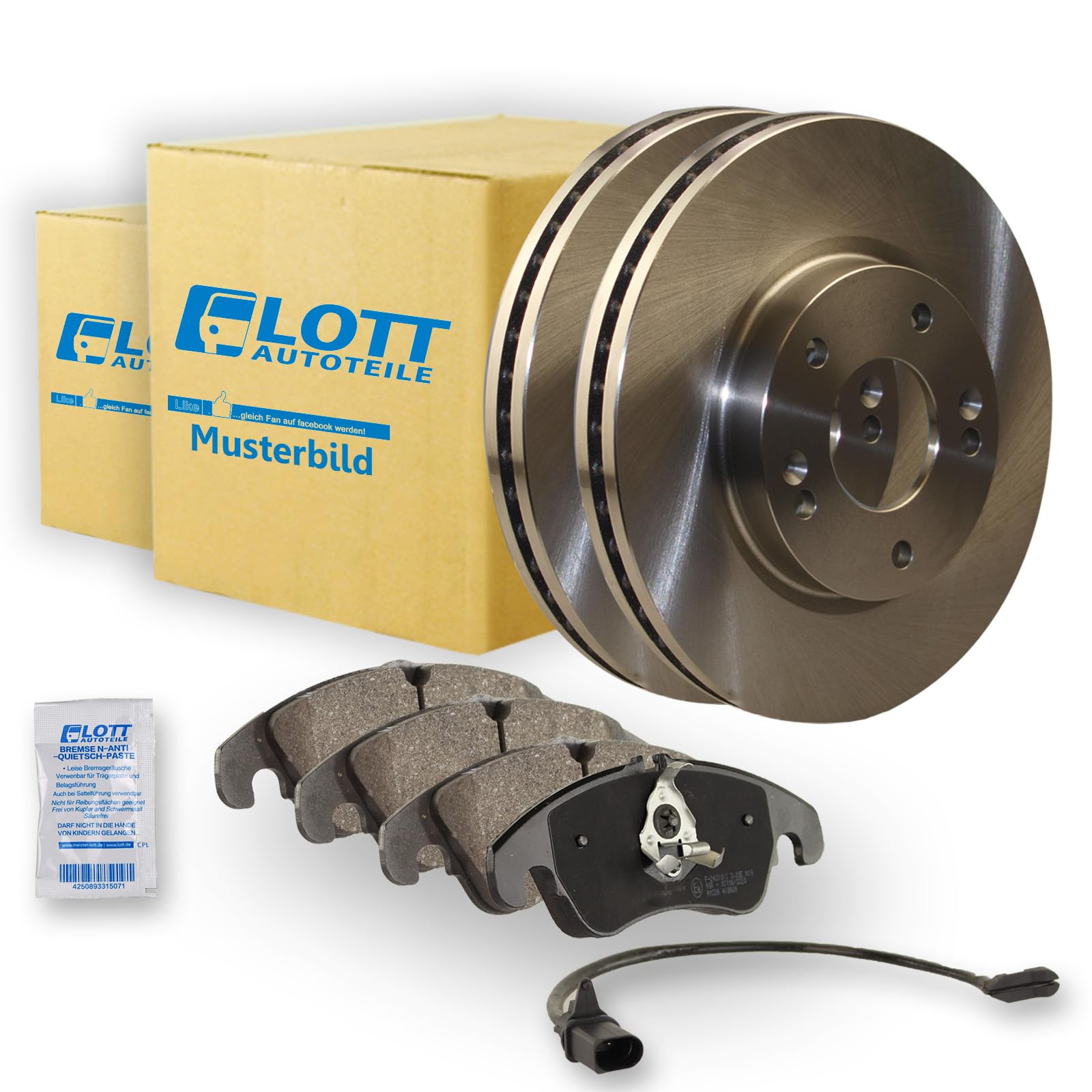 BREMSSCHEIBEN + BREMSBELÄGE VORNE KOMPLETTSET BREMSENKIT BREMSE VORDERACHSE BREMSSCHEIBEN + BREMSBELÄGE VORNE KOMPLETTSET BREMSENKIT BREMSE VORDERACHSE von Lott-Autoteile