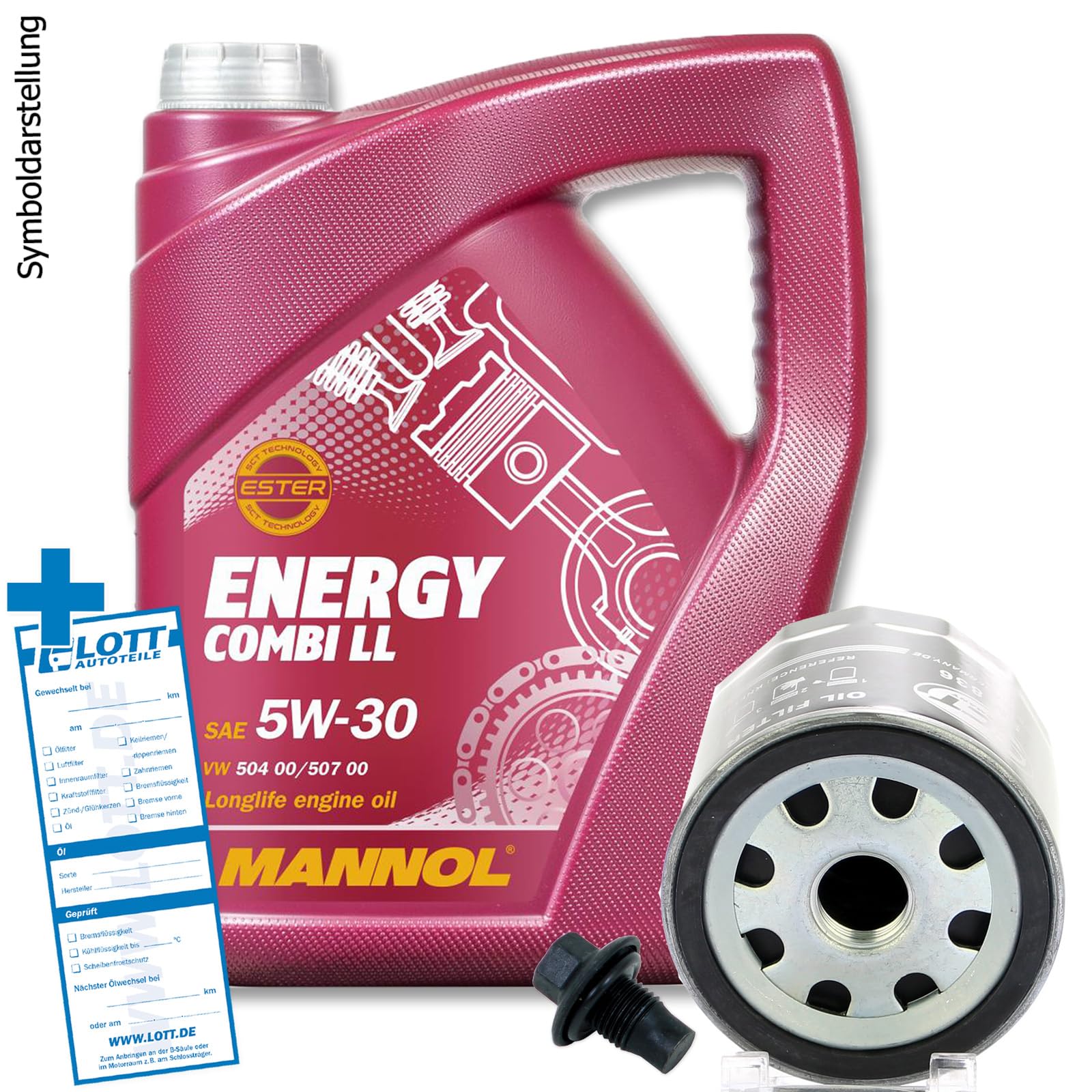 Ölwechsel Set Inspektion 5 Liter Mannol Energy Combi LL 5W-30 Motoröl + Ölfilter + Öl Ablassschraube Verschlussschraube Ölwechsel Set Inspektion 5 Liter Mannol Energy Combi LL 5W-30 Motoröl + Ölfilter + Öl Ablassschraube Verschlussschraube von Lott-Autoteile