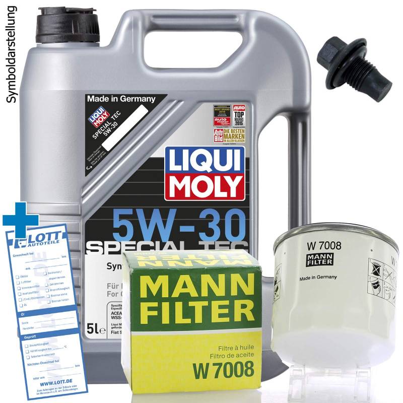 Ölwechsel Set Inspektion 5L Liqui Moly Special Tec 5W-30 Motoröl + MANN Ölfilter + Öl Ablassschraube Verschlussschraube von Lott-Autoteile
