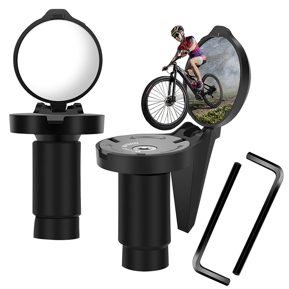 Lotvic Fahrradspiegel, 2 Stück Rückspiegel Fahrrad, Fahrradspiegel für Lenker Rund, 360° Drehspiegel Fahrradrückspiegel, Klappbar Lenkerspiegel Rennrad, Seitenspiegel für E-Bike Mountainbike von Lotvic