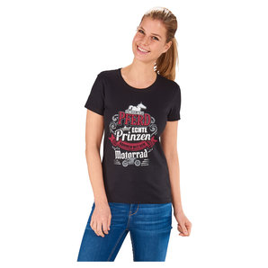 "Motorrad&Pferd" Damen T-Shirt Schwarz Rahmenlos von Rahmenlos
