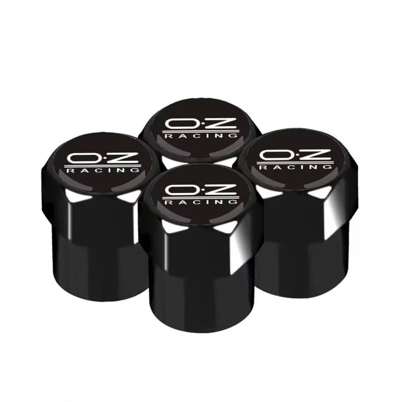 4 Stück Auto Ventilkappen Aluminiumlegierung Wasserdicht Staubdicht für OZ Racing Car Styling,Black von Loujyou