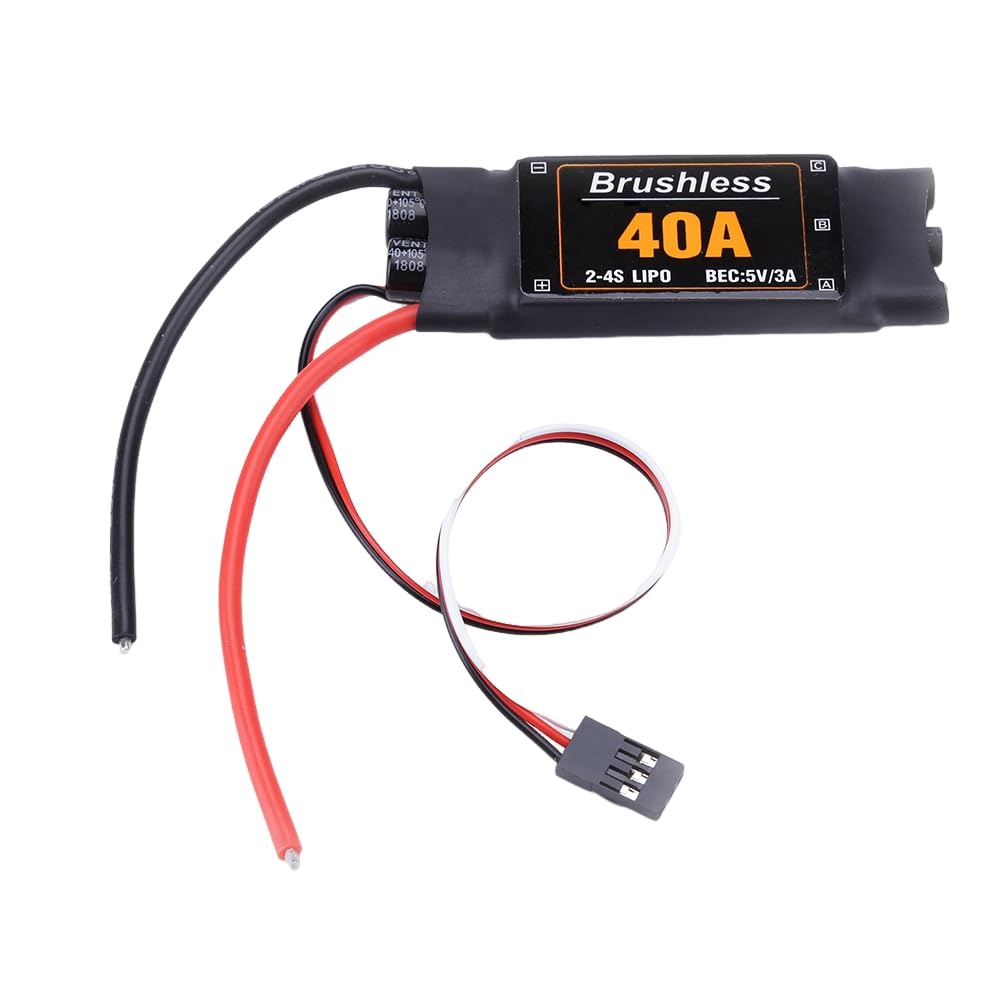 Louttary 2-4S 40A Bürstenloser ESC, Drohnen-Flugzeugteile, 40A Bürstenloser ESC, Schwarzer Bürstenloser ESC-Geschwindigkeitsreglermotor für RC FPV-Quadcopter-Hubschrauber (Kurz) von Louttary