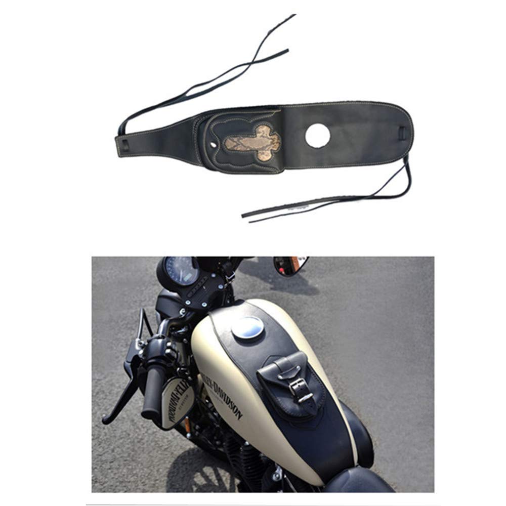 Leder-Gastank-Abdeckung mit Tasche für Harley Sportster XL 883 1200, Schwarz von Lovemotor
