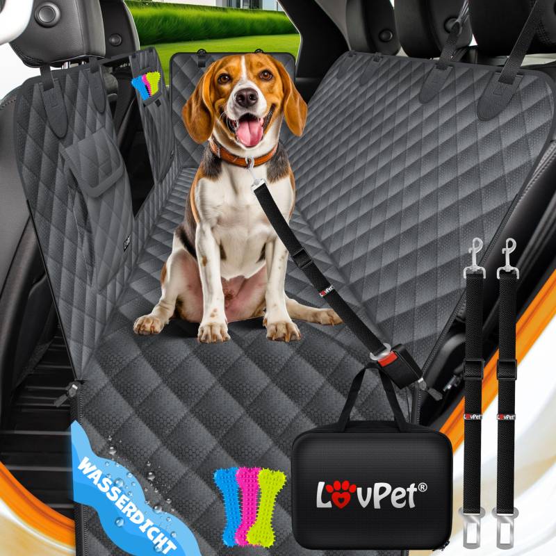 Lovpet® 2in1 Hundedecke für Auto Rückbank & Kofferraum mit Seitenschutz und Sichtfenster Kofferraumschutz - Wasserabweisende Hunde Autoschondecke Universal Autodecke Rücksitz Inkl. Zubehör, Anthrazit von Lovpet