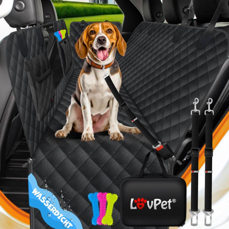 Lovpet® 2in1 Hundedecke für Auto Rückbank & Kofferraum mit Seitenschutz und Sichtfenster Kofferraumschutz - Wasserabweisende Hunde Autoschondecke Universal Autodecke Rücksitz Inkl. Zubehör, Schwarz von Lovpet