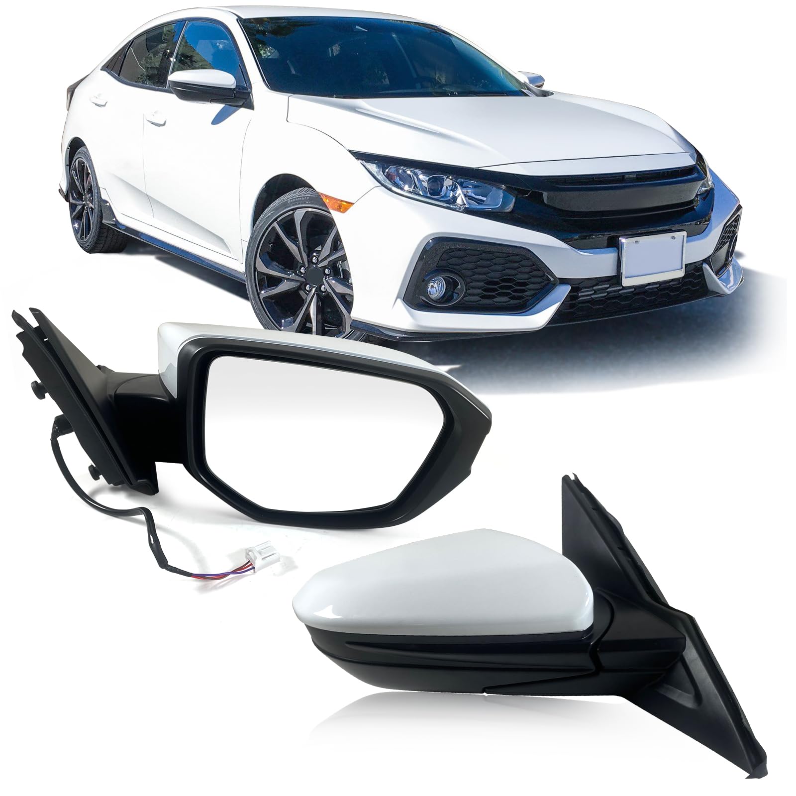 Lqito Außenspiegel für Beifahrerseite rechts für Honda Civic LX SE Sport 2016–2021, mit Power-Spiegel, manuell, zusammenklappbar, nicht beheizt, passend zu Taft, weiß, ersetzt 76208TBAC03ZA; HO1321283 Lqito Außenspiegel für Beifahrerseite rechts für Honda Civic LX SE Sport 2016–2021, mit Power-Spiegel, manuell, zusammenklappbar, nicht beheizt, passend zu Taft, weiß, ersetzt 76208TBAC03ZA; HO1321283 von Lqito