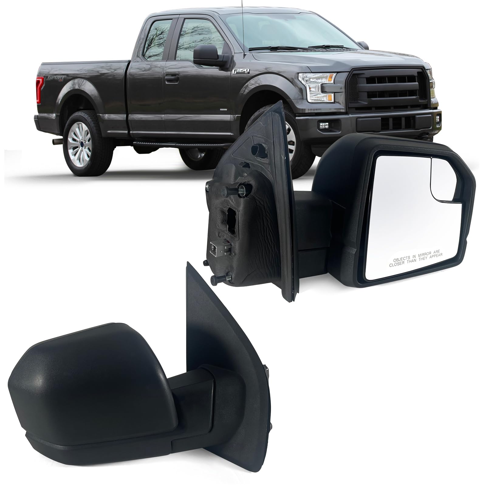 Lqito Rechter Beifahrerseitenspiegel mit elektrischem Glas, Lufttemperatursensor und manuellem Zusammenklappen, passend für Ford F150 2015-2020 ohne Blinker, Ersatz ohne Heizung JL34-17682-BG (5-polig Lqito Rechter Beifahrerseitenspiegel mit elektrischem Glas, Lufttemperatursensor und manuellem Zusammenklappen, passend für Ford F150 2015-2020 ohne Blinker, Ersatz ohne Heizung JL34-17682-BG (5-polig von Lqito