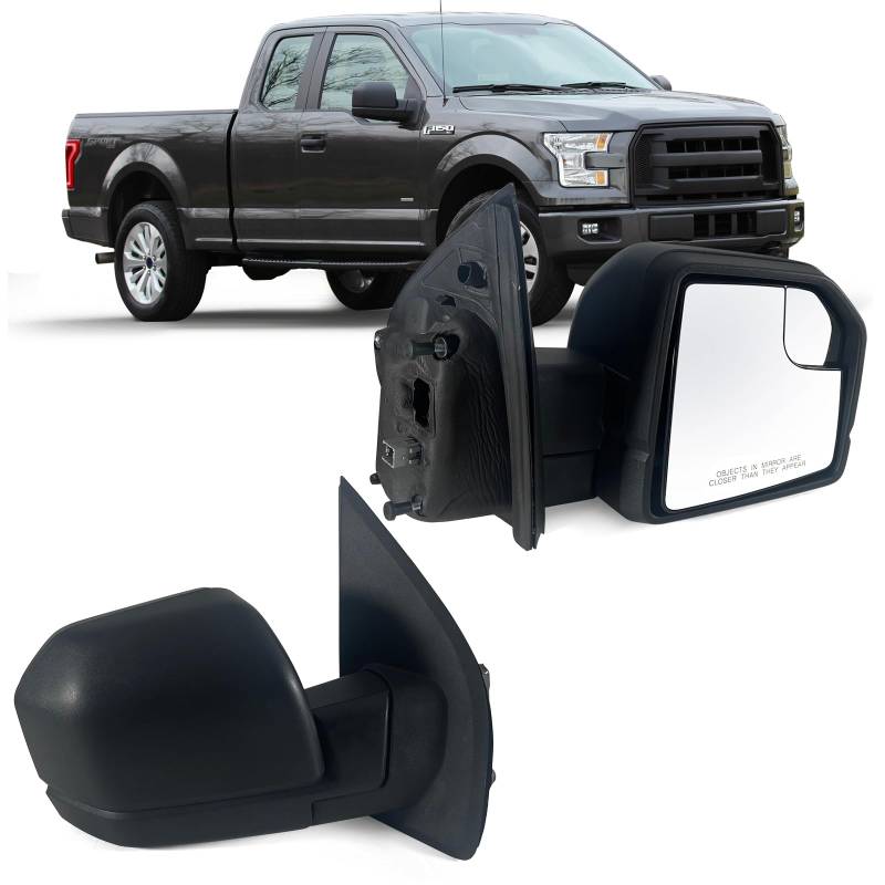 Lqito Rechter Beifahrerseitenspiegel mit elektrischem Glas, Lufttemperatursensor und manuellem Zusammenklappen, passend für Ford F150 2015-2020 ohne Blinker, Ersatz ohne Heizung JL34-17682-BG (5-polig von Lqito