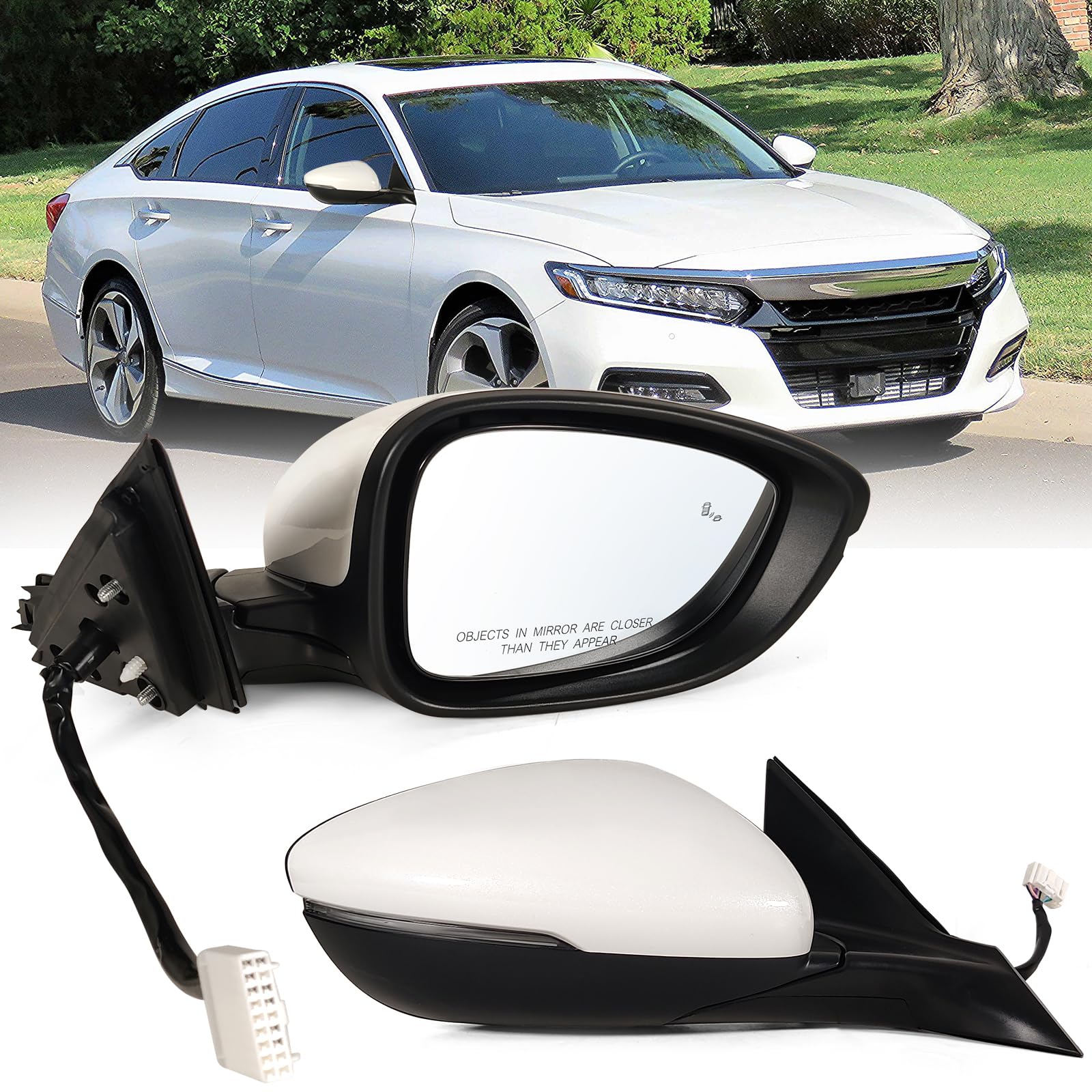 Lqito Rechter Seitenspiegel für Honda Accord 2018-2022 mit elektrischem Glas, Heizung, Blindwinkelerkennung, Blinksignal und manueller Faltung auf weiße Platinperle ersetzt Lqito Rechter Seitenspiegel für Honda Accord 2018-2022 mit elektrischem Glas, Heizung, Blindwinkelerkennung, Blinksignal und manueller Faltung auf weiße Platinperle ersetzt von Lqito