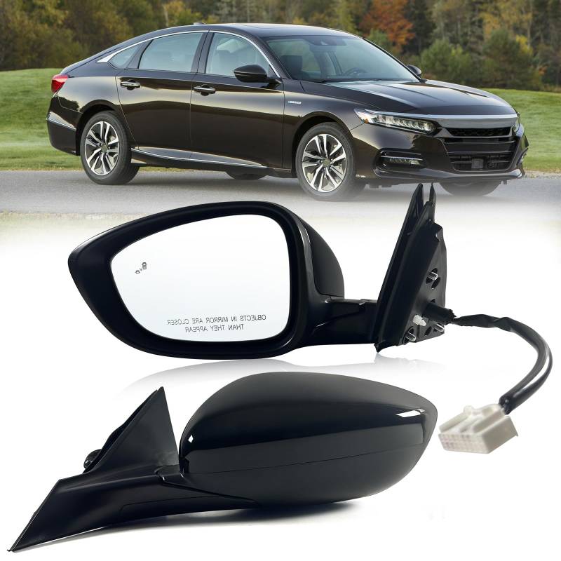 Lqito Rechter Seitenspiegel für Honda Accord LX 2018-2022, Sport mit elektrischem Glas, Heizung, Totwinkelerkennung und manueller Faltung auf schwarze Perle, ersetzt HO1321329 von Lqito