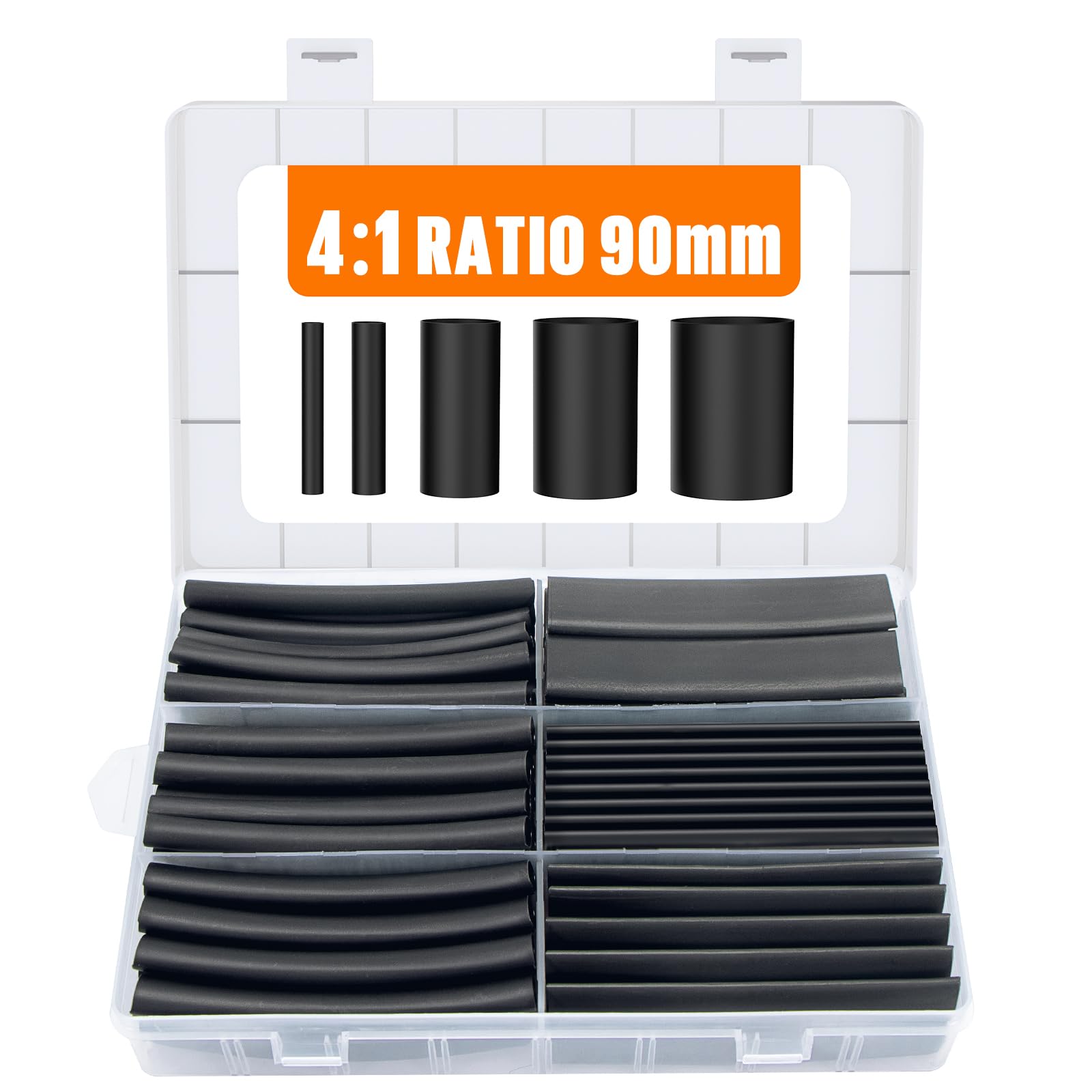 Lsnisni 90mm Schrumpfschlauch Set mit Kleber, 4:1 Schrumpfschläuche Schwarz, Doppelwandig und Wasserdicht, 5 Größen Heat Shrink Tube, Schrumpfschlauch-Kabelmuffe - 100 Stück Lsnisni 90mm Schrumpfschlauch Set mit Kleber, 4:1 Schrumpfschläuche Schwarz, Doppelwandig und Wasserdicht, 5 Größen Heat Shrink Tube, Schrumpfschlauch-Kabelmuffe - 100 Stück von Lsnisni
