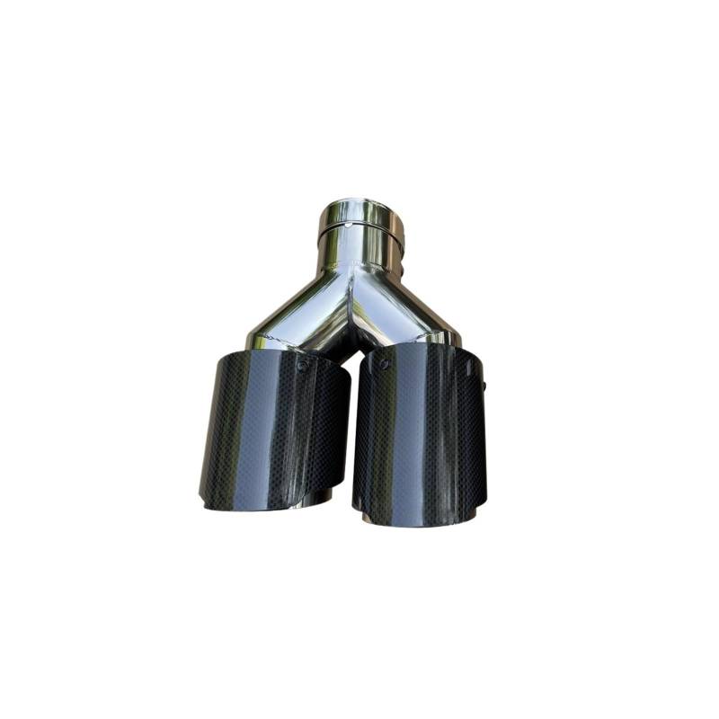 Auto Endrohre 1 Stück Automobil Universal Carbon Fib Endschalldämpfer Y-Form Doppel-Outlet Auspuffdüse Spitze Auspuffendrohr(63mm IN-101mm OUT A) von Lspbfkq