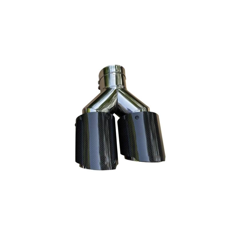 Auto Endrohre 1 Stück Automobil Universal Carbon Fib Endschalldämpfer Y-Form Doppel-Outlet Auspuffdüse Spitze Auspuffendrohr(66mm IN-101mm OUT) von Lspbfkq