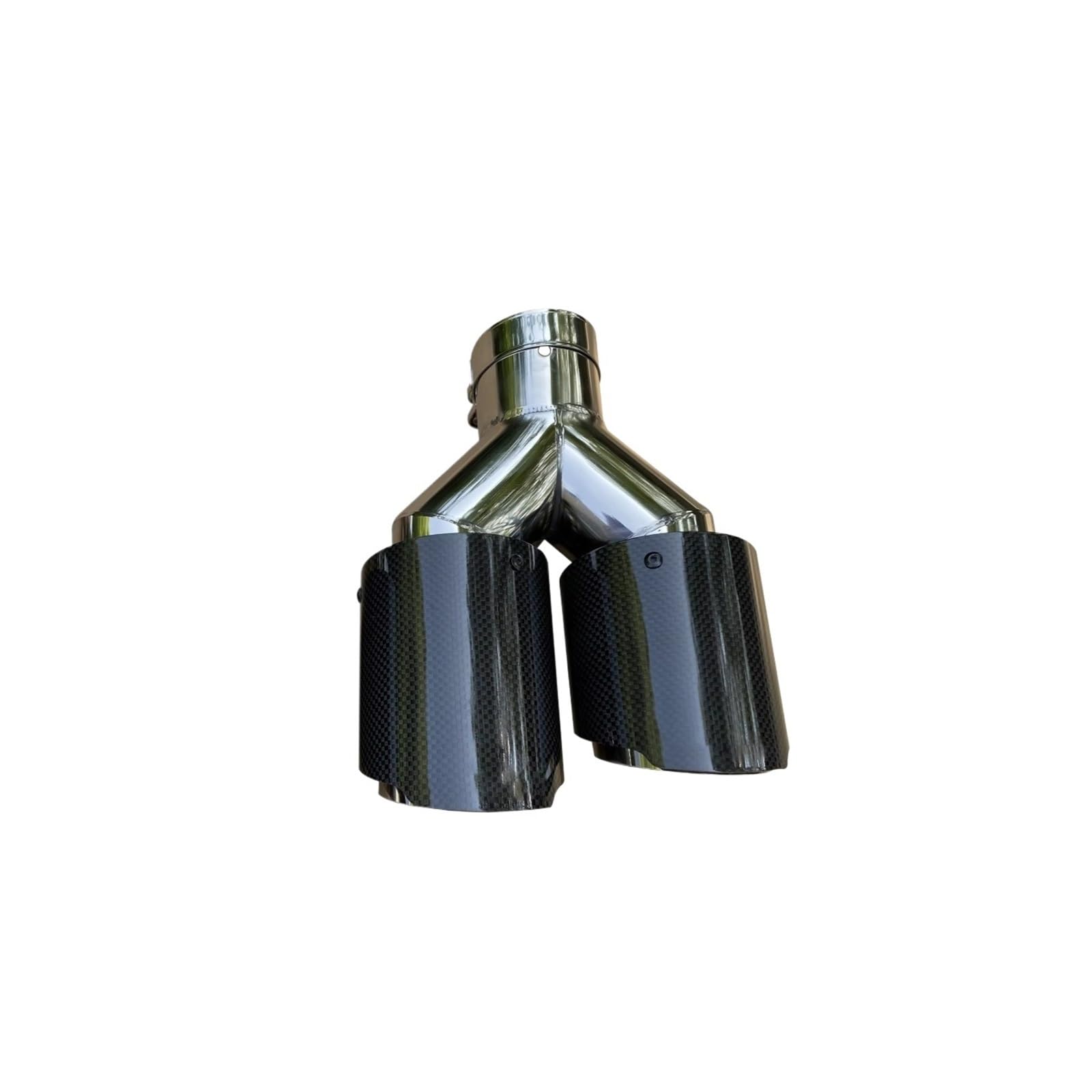 Auto Endrohre 1 Stück Automobil Universal Carbon Fib Endschalldämpfer Y-Form Doppel-Outlet Auspuffdüse Spitze Auspuffendrohr(66mm IN-76mm OUT) von Lspbfkq