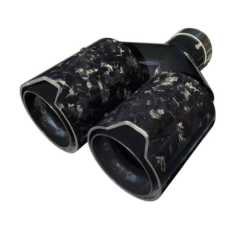 Auto Endrohre 1 Stück Dual Auspuff Spitze Quad Schalldämpfer Spitze Glänzend Schwarz Satin Carbon Faser Schwarz Auspuffrohr Schwanz Auspuffendrohr(Right in60mm) von Lspbfkq
