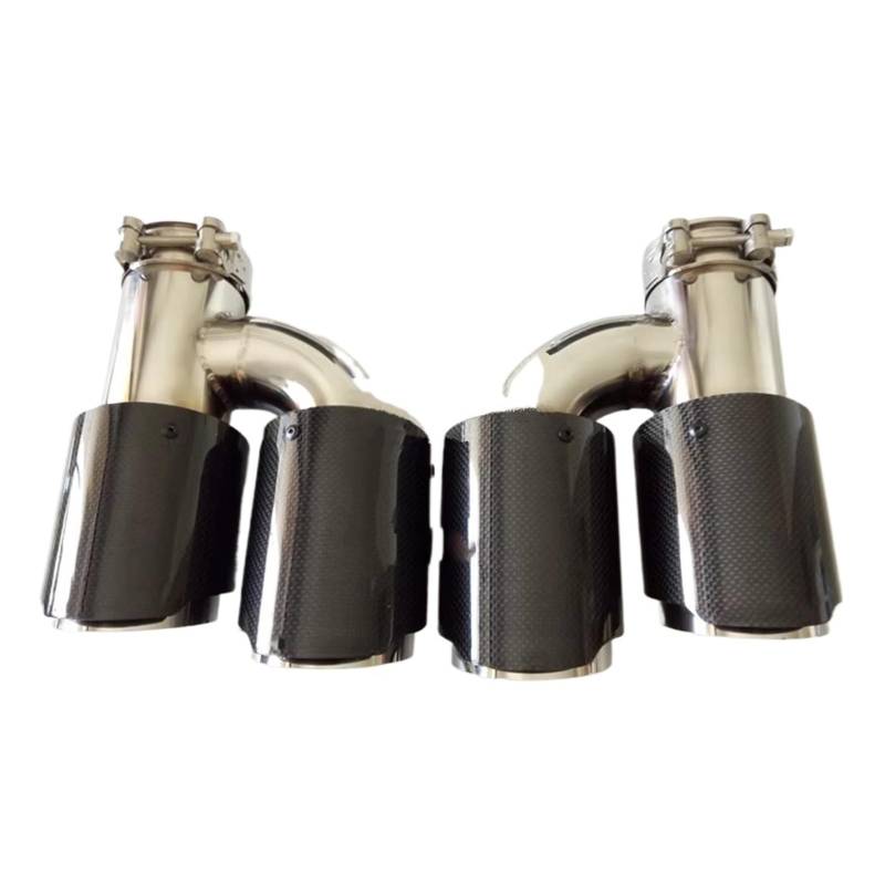 Auto Endrohre 2-teiliges H-Stil Universal Dual Edelstahl Glänzend Kohlefaser Auto Auspuffblende Endrohr Auspuffendrohr(60MM IN 89MM OUT) von Lspbfkq