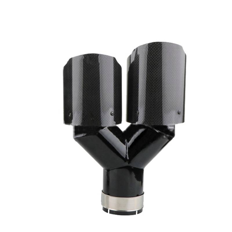Auto Endrohre 63 Mm Schalldämpfer Auspuff Universal Carbon Fiber Auspuffspitzen Y-Form Doppelauspuffspitze Edelstahl Auspuffschalldämpfer Auspuffendrohr(1left) von Lspbfkq