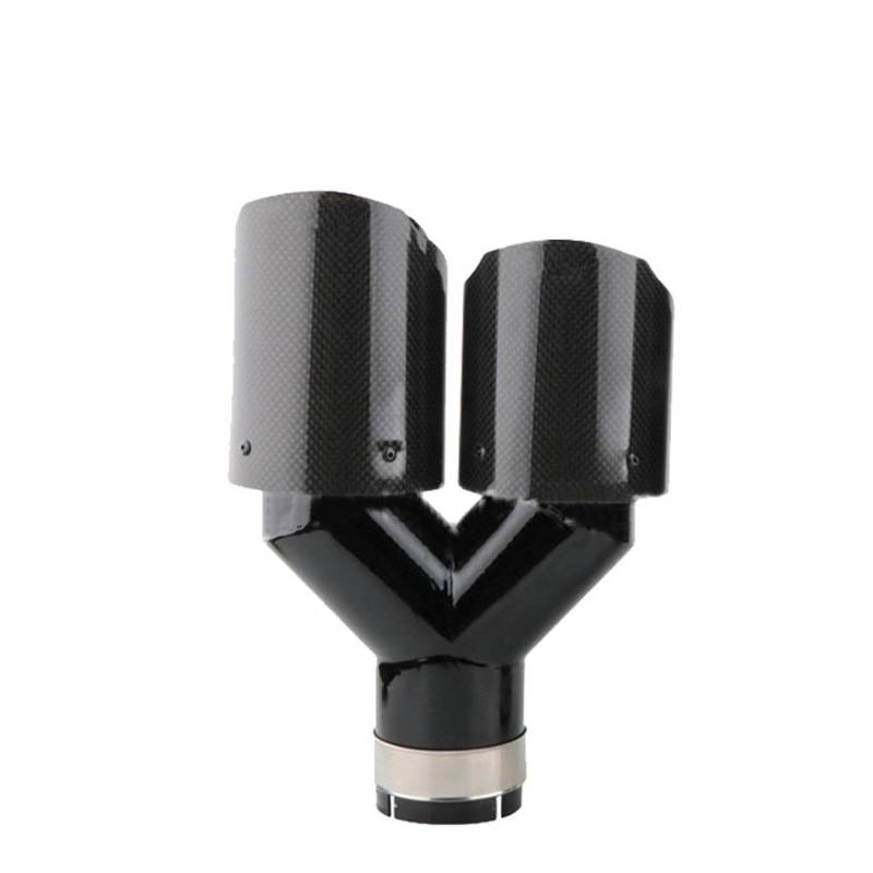 Auto Endrohre 63 Mm Schalldämpfer Auspuff Universal Carbon Fiber Auspuffspitzen Y-Form Doppelauspuffspitze Edelstahl Auspuffschalldämpfer Auspuffendrohr(1right) von Lspbfkq