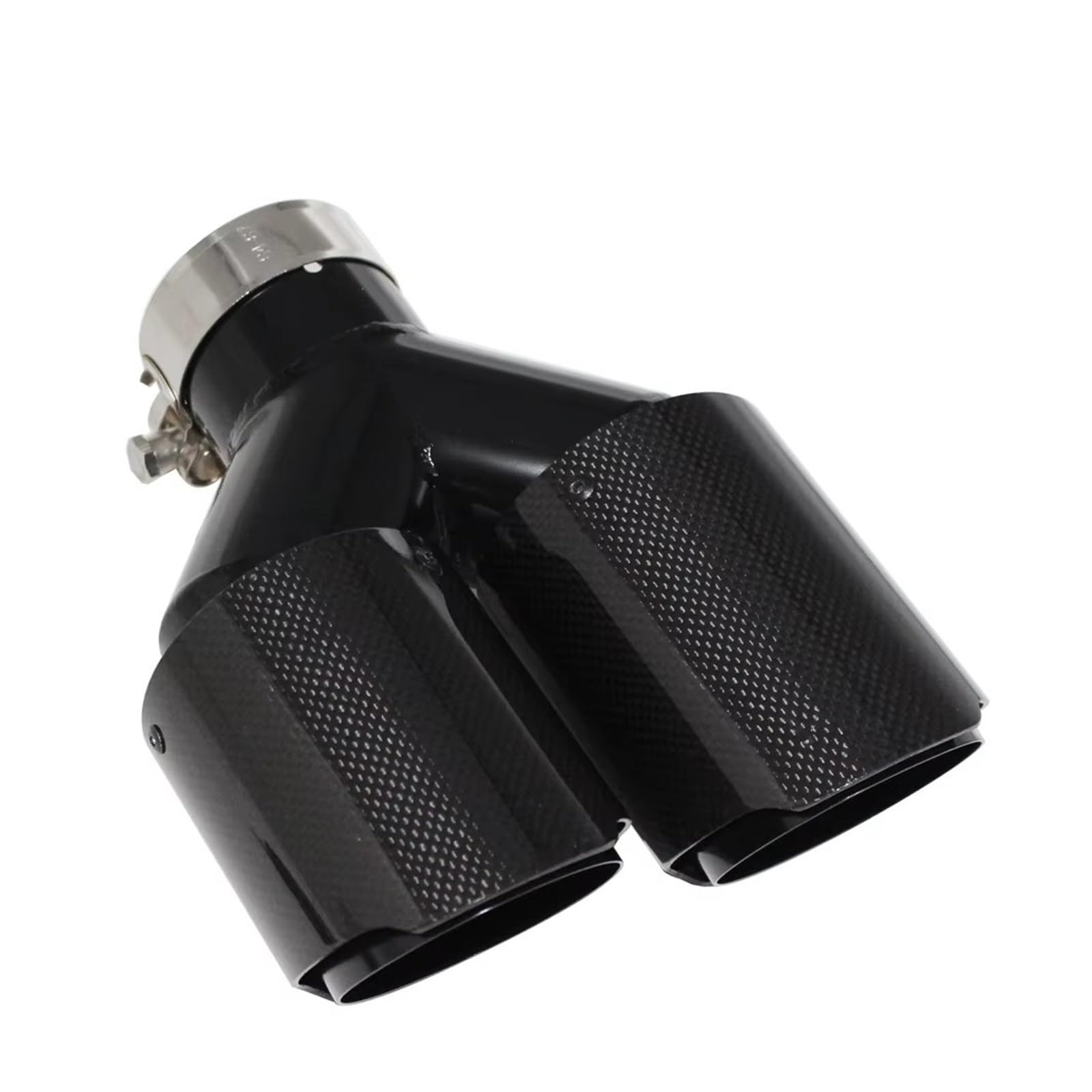 Auto Endrohre Auto Carbon Fiber Glossy Schalldämpfer Spitze Y Form Doppel Ausgang Auspuffrohr Schalldämpfer Düse Dekoration Universal Auspuffendrohr(Right 63mm-76mm) von Lspbfkq