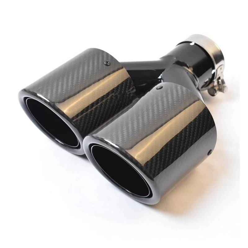 Auto Endrohre Linke Seite An Der Fahrzeugmodifikation Doppeltes Glänzend Schwarzes Twill-Kohlefaser-Edelstahl-Auspuffendrohr Für E63 Auspuffendrohr(63MM IN 76MM OUT) von Lspbfkq