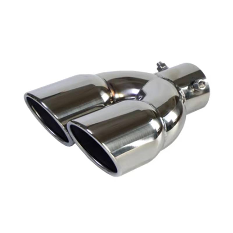 Auto Endrohre Universal 63mm Auto Einlass Doppel-Barrel Hinten Auspuff Spitze Endrohr Schalldämpfer Schwarz Titan Outlet Edelstahl Auspuffendrohr(Silver Z) von Lspbfkq