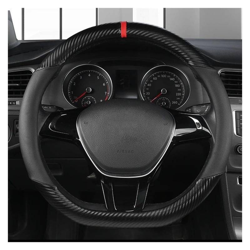 Ltusgt Lenkradbezug Auto Lenkradabdeckung Carbon Faser + Leder 37 cm Black Nissan Qashqai J11 X-Trail T32 von Ltusgt