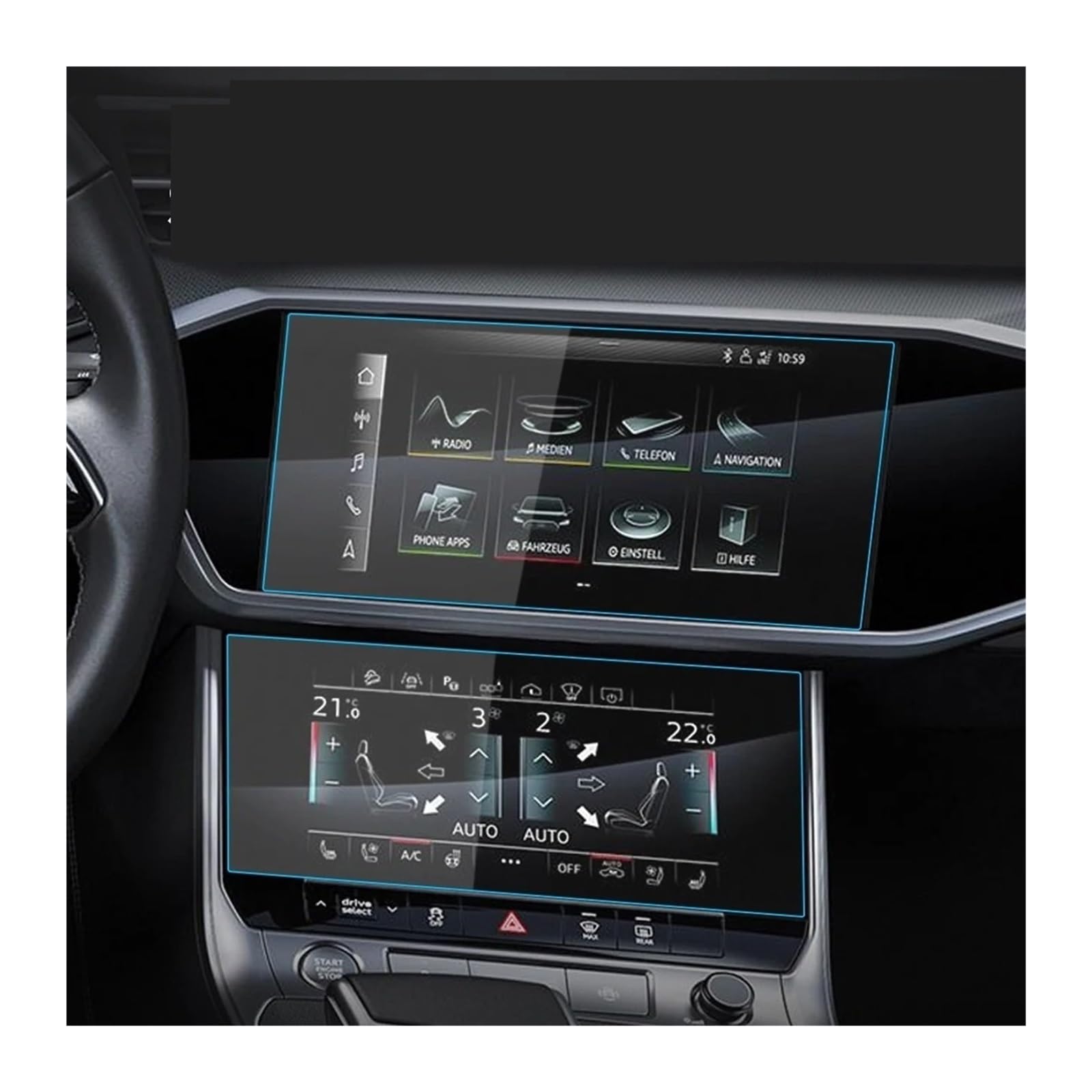 GPS Navigator Displayschutzfolien Für A6 Für A7 2019-2024 Gehärtetem Glas Protector Auto GPS Navigation Und Instrument Panel LCD Screen Schutz Film Auto Navi Folie(Up and down) von Ltusgt