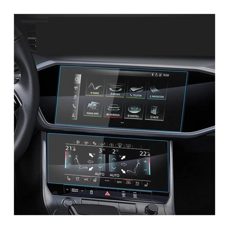 GPS Navigator Displayschutzfolien Für A6 Für A7 2019-2024 Gehärtetem Glas Protector Auto GPS Navigation Und Instrument Panel LCD Screen Schutz Film Auto Navi Folie(Up and down) von Ltusgt