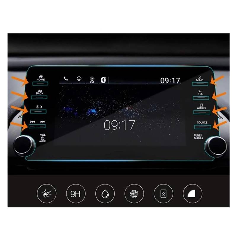 GPS Navigator Displayschutzfolien Für Accord 2018-2022 Displayschutzfolie Aus Gehärtetem Glas Hochauflösende 9H-Härte 8-Zoll-Displayschutzfolie Auto Navi Folie von Ltusgt
