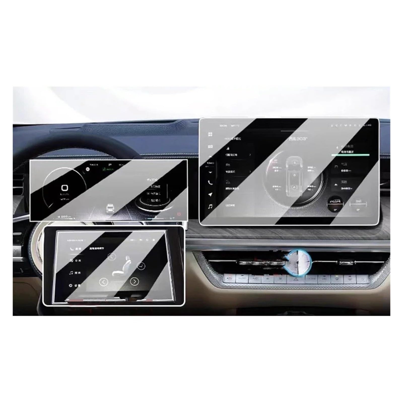 GPS Navigator Displayschutzfolien Für GWM Für Tank 500 2023-2024 LCD-Touchscreen-Navigation GPS-Schutz Und Armaturenbrett-Zubehör Gehärteter Glasfilm Auto Navi Folie(3PCS) von Ltusgt