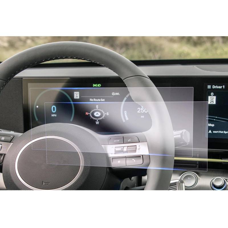 GPS Navigator Displayschutzfolien Für Hyundai Für Kona Für SX2 2023-2024 Auto Navigation & LCD Instrument Nano Screen Protector Auto Auto Navi Folie(Instrument Film) von Ltusgt