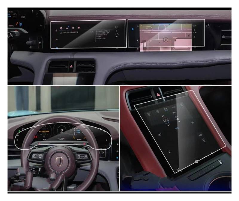 GPS Navigator Displayschutzfolien Für Taycan 2020-2022 Auto LCD GPS Navigation Gehärtetem Glas Und Armaturenbrett Bildschirm Filmschutz Auto Navi Folie(4pcs) von Ltusgt