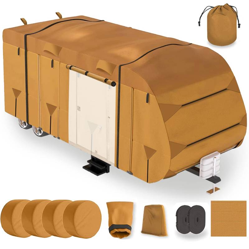 Lucentti 24-27 ft Reiseanhänger Wohnmobil-Abdeckung Set - Premium Hochleistungs wasserdichte UV-beständige atmungsaktive Schutzhülle (24-27ft) von Lucentti